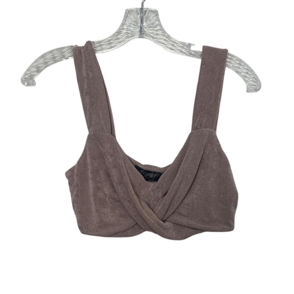 B Sydney Twist Front Crop Top Medium Mauve New Wide Straps Terry Cloth Summer